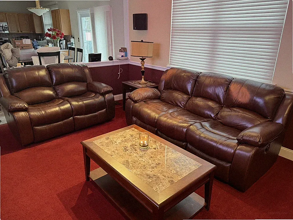 BRYANT LEATHER POWER RECLINING SOFA, LOVESEAT, LIFT TOP COFFEE & CORNER TABLES