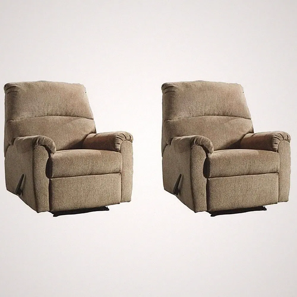 Home Square Set of 2 Contemporary Zero Wall Recliners in Mocha