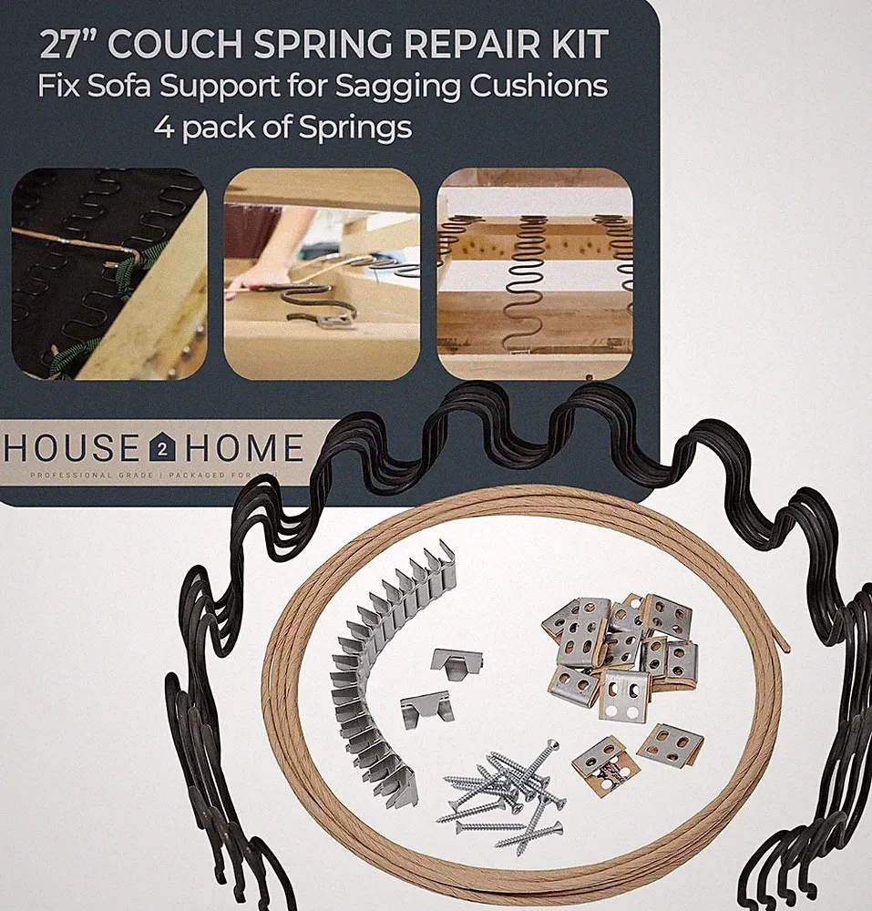 House2Home 27" Couch Spring Repair Kit to 27" 4-pack Kit, Black