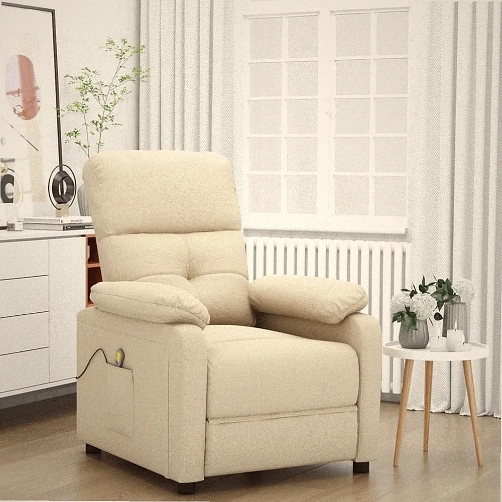 Massage Recliner Cream Fabric