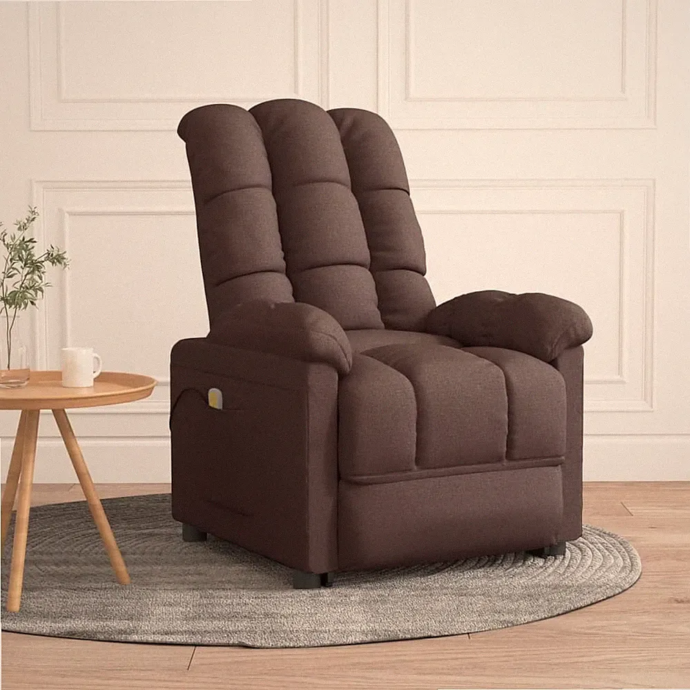 Massage Recliner Dark Brown Fabric
