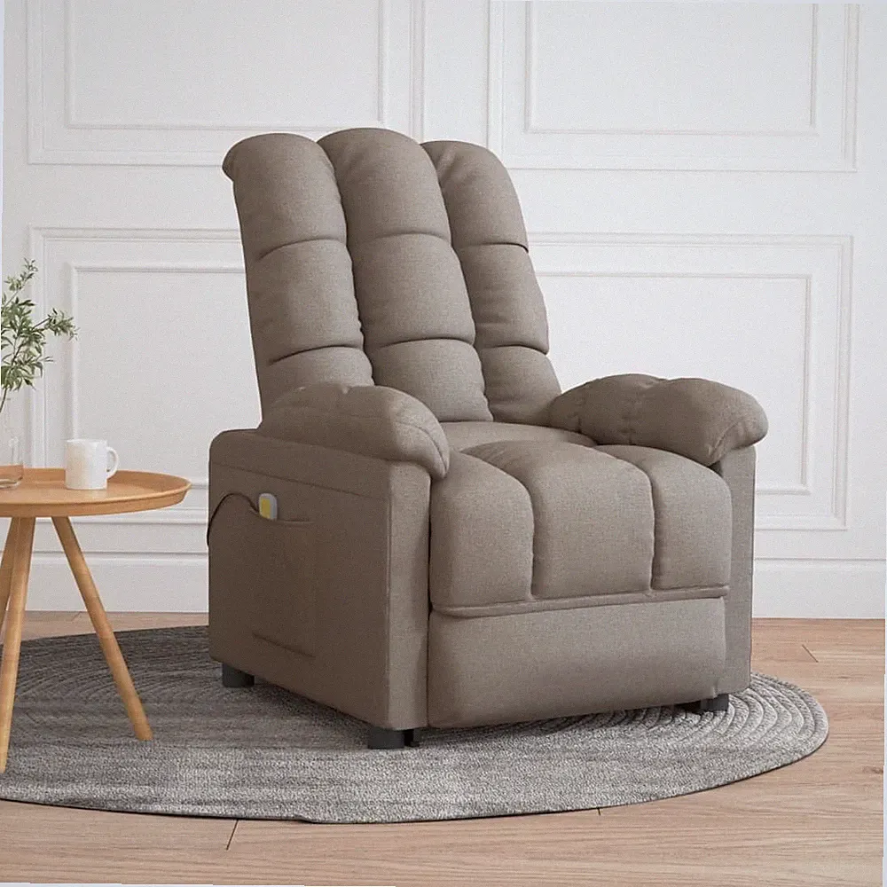Massage Recliner Taupe Fabric