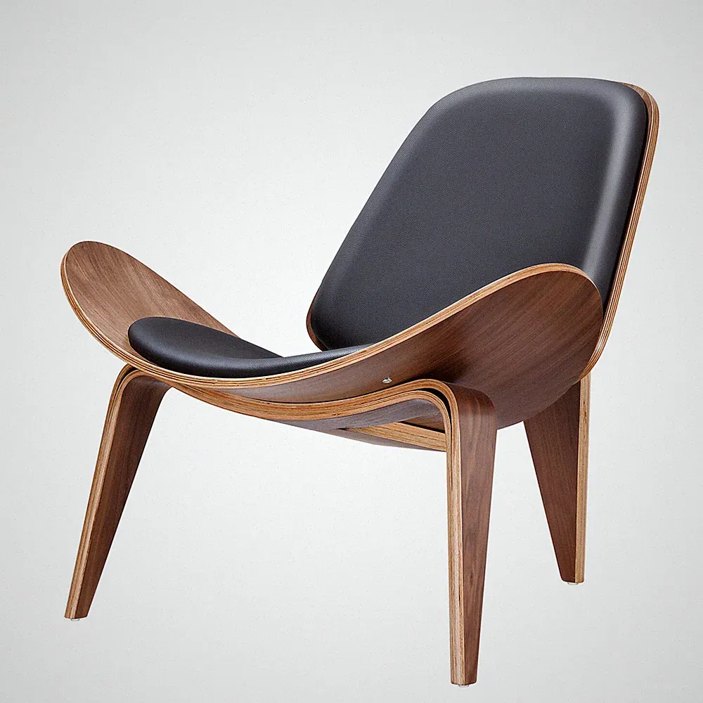 Modern Classic Nordic Creative Accent Sofa Shell Chair Lounge Chair Walnut NEW