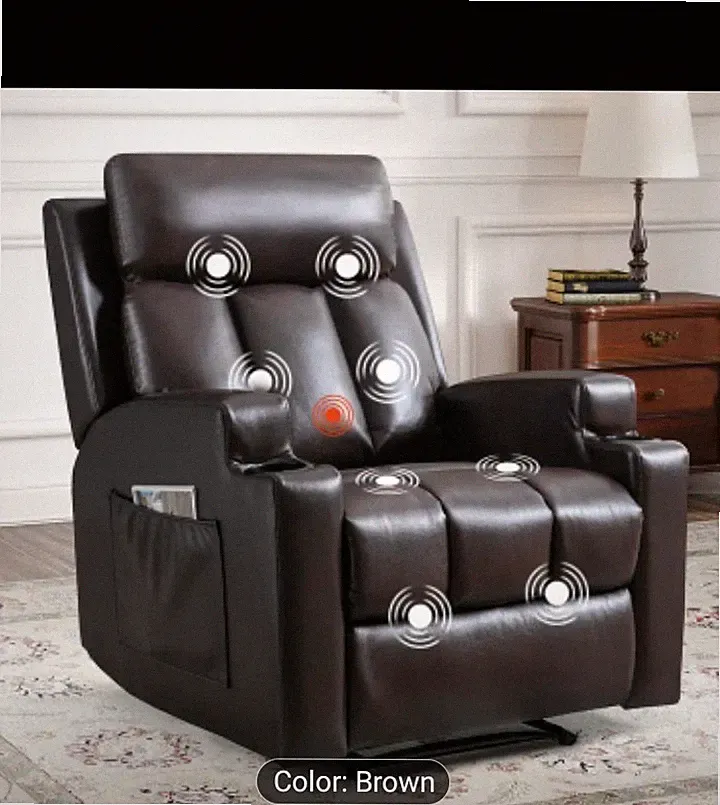 Modern Manual Massage Recliner with Heating Function - Ultra-Breathable Fabric