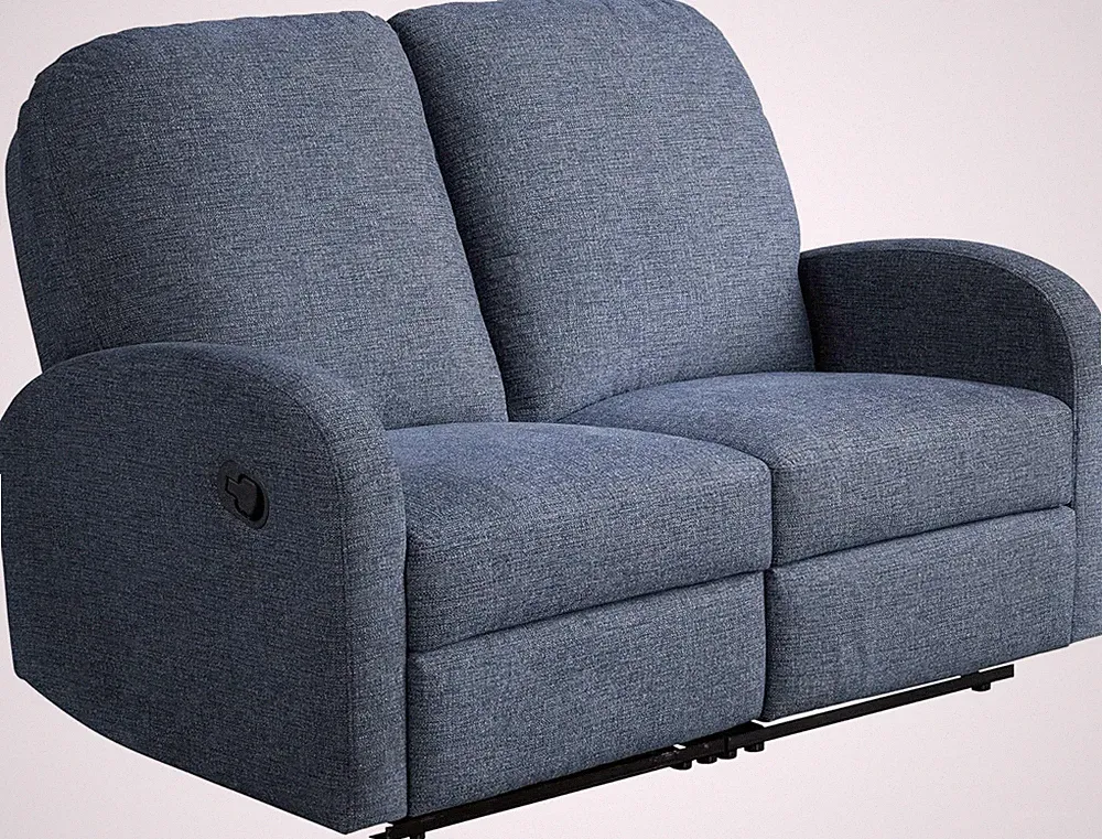 Palmdale Rocker Recliner Loveseat - Soft Chenille, Modern Design, Blue