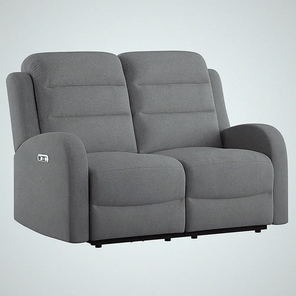 POWER LOVESEAT W / 2 POWER HEADREST - GREY - 2 Recliners