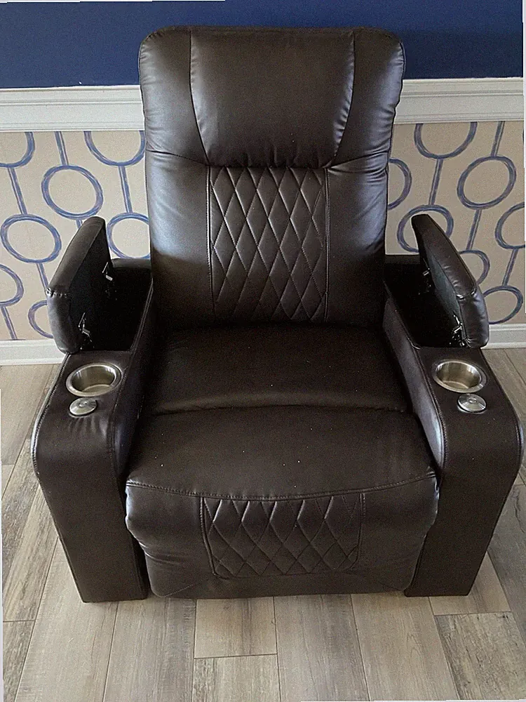 Power Recliner Faux Brown Leather