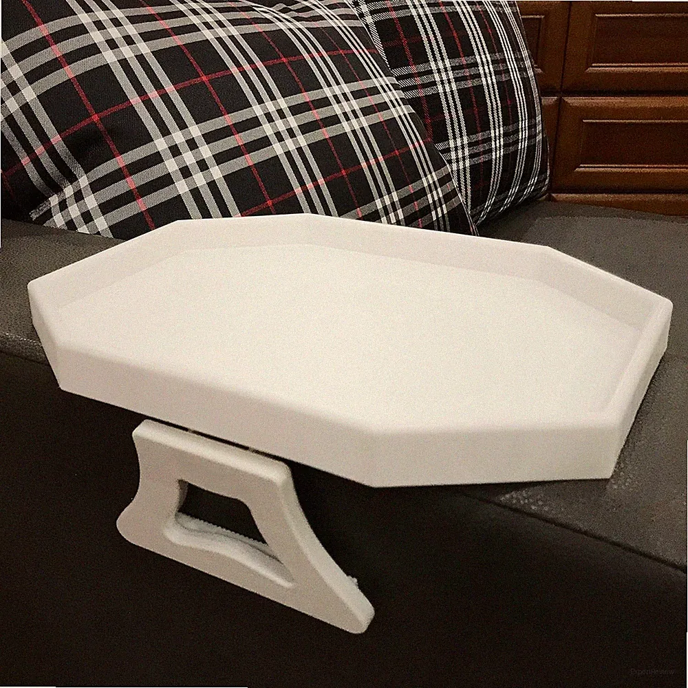 Side Tables Sofa Armrest Clip-On Table, Recliner Armchair Organizer Tray (White)