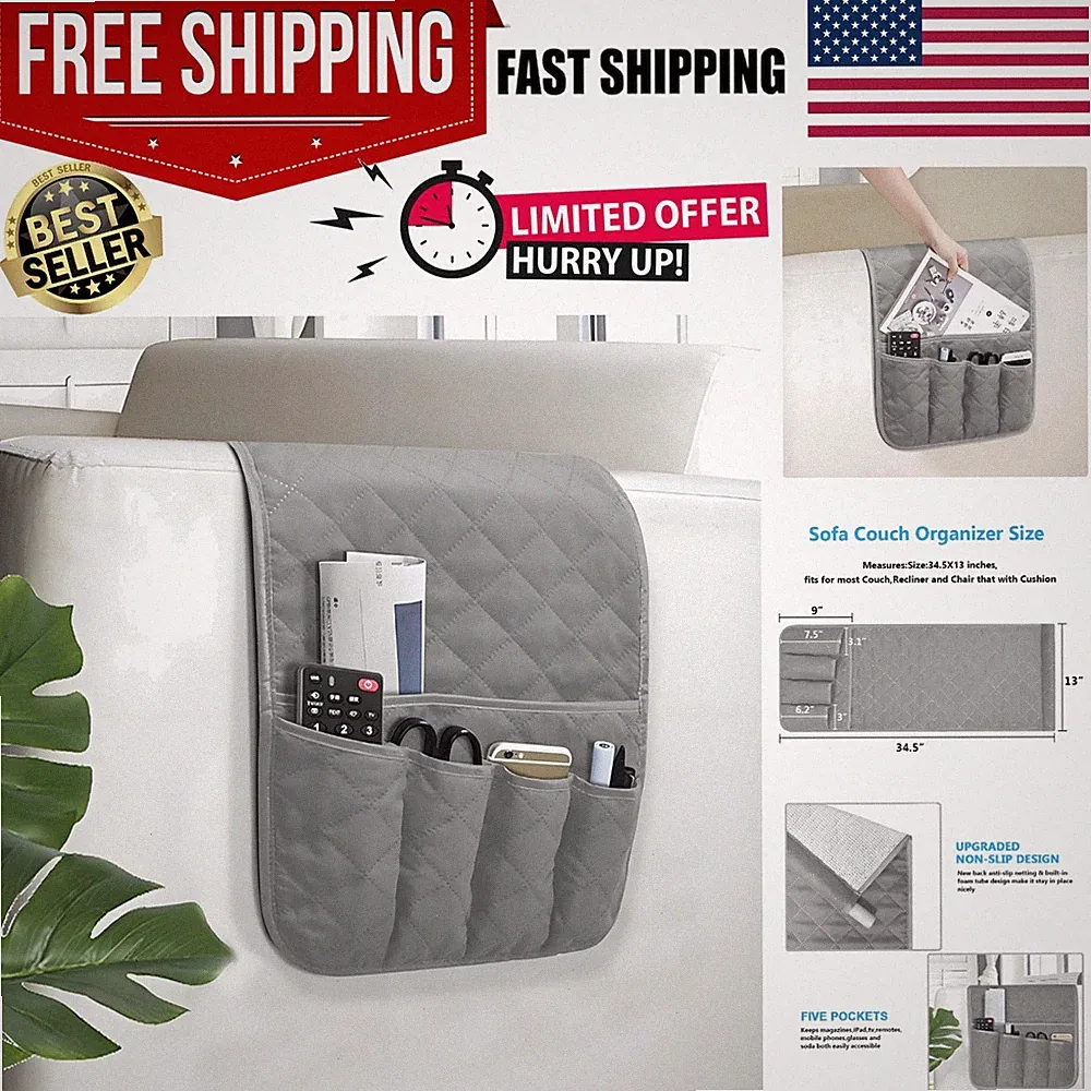 Stylish Sofa Arm Chair Bedside Caddy Organizer with 5 Pockets – Machine Washable