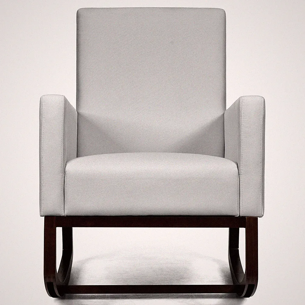 Topbuy 2-in-1 Upholstered Rocking Chair with Wood Leg & Pillow Relax Sofa Chair